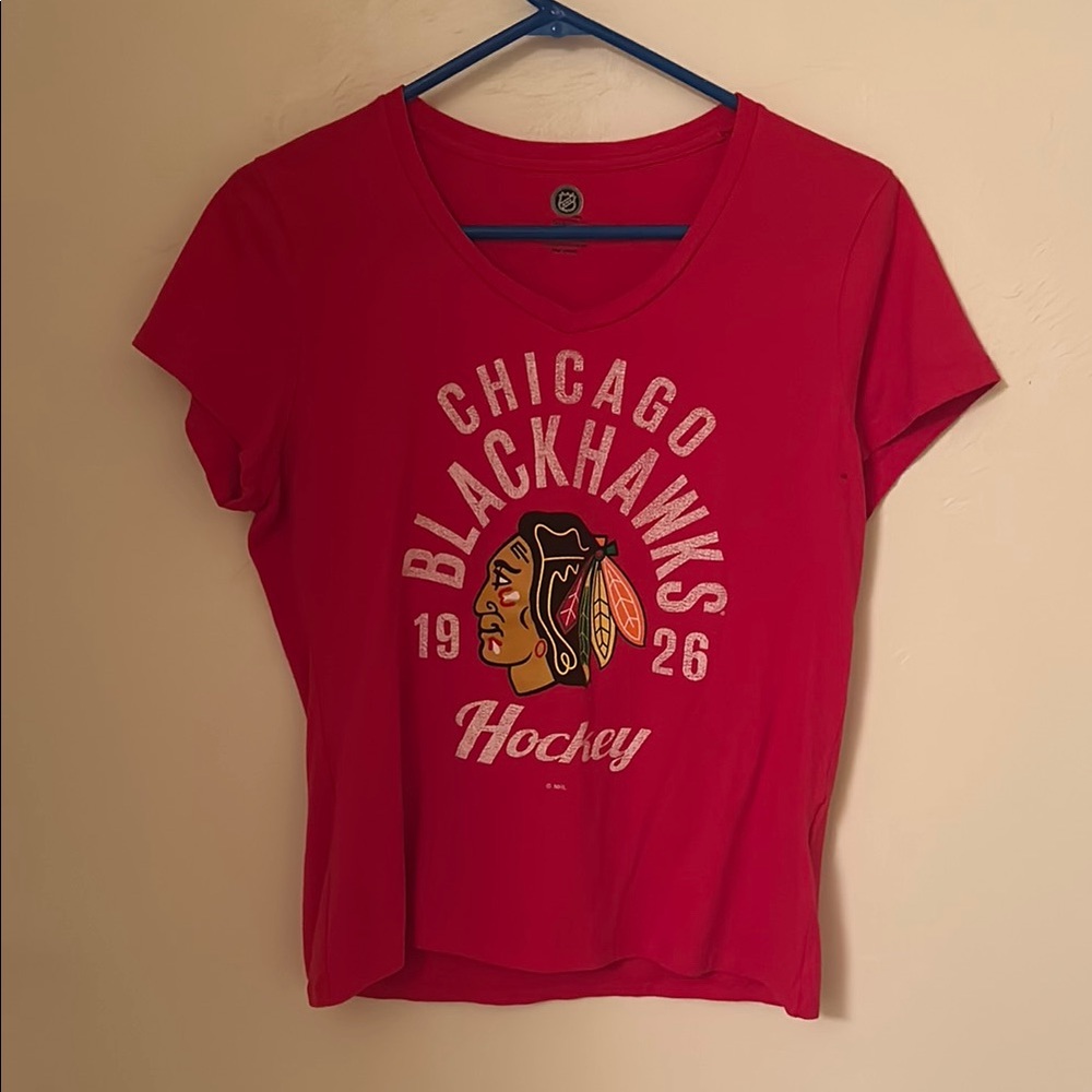 NHL Red Fitted Cap Sleeve T-Shirt